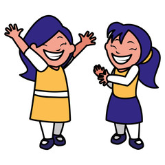 happy little girls celebrating