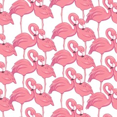 Vector seamless pattern with flamingos