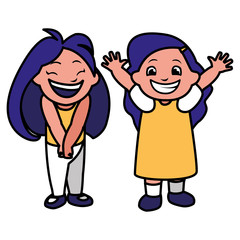 happy little girls celebrating