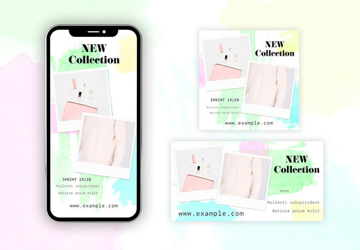 Social Media Layout Set with Instant Film Elements