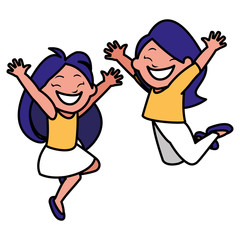 happy little girls celebrating