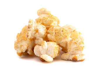 A Pile of Cinnamon Toast Flavored Popcorn on a White Background