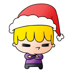 christmas gradient cartoon of kawaii boy