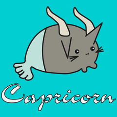Bunny Capricorn zodiac sign in cartoon style.