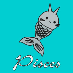 Bunny is the zodiac sign of Pisces in a cartoon style.