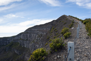 Rocky pathway to the summit of Gede Pangrango Mountain