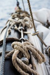 View of the wooden yard of an old sailing vessel