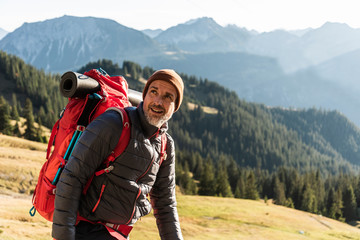 Mature man hiking in the mountains