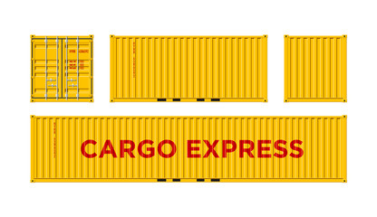 Yellow Shipping Cargo Container for Logistics and Transportation Isolated On White Background Vector Illustration Easy To Change