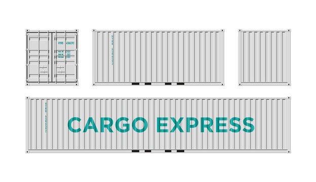White Shipping Cargo Container for Logistics and Transportation Isolated On White Background Vector Illustration Easy To Change