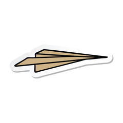 sticker of a cute cartoon paper aeroplane