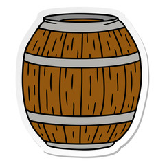 sticker cartoon doodle of a wooden barrel