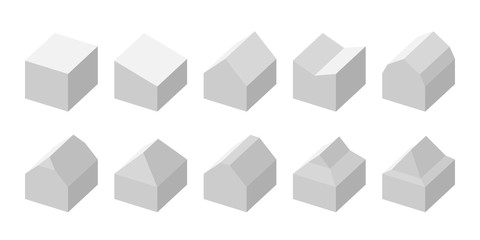 Simple flat vector set of different house roof shapes. © Jan