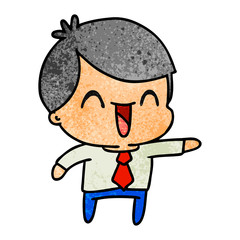textured cartoon of kawaii man in suit