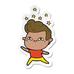 sticker of a cartoon excited man