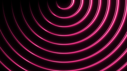 Glamour pink silk curve element. Abstract circle geometric graphic pattern. Rings background concept. 3d illustration.