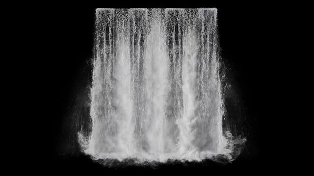 waterfall texture seamless loop, 4k, isolated on black, foam and mist, perfectly looped