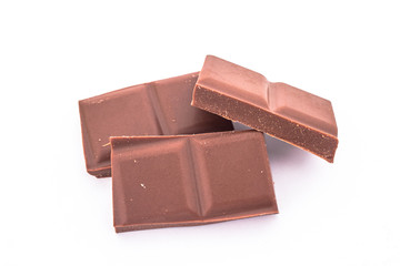 black chocolate on white background