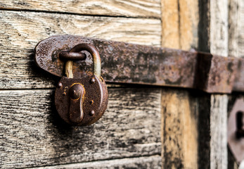 Old rusty keylock protecting something