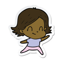 sticker of a cartoon friendly girl