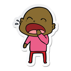 sticker of a cartoon shouting bald man