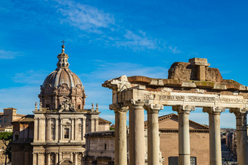 Fototapeta na wymiar Forum of Caesar in Rome, Italy. Architecture and landmark of Rome. Antique Rome