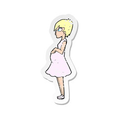 retro distressed sticker of a cartoon pregnant woman