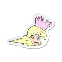 retro distressed sticker of a cartoon woman with blowing hair