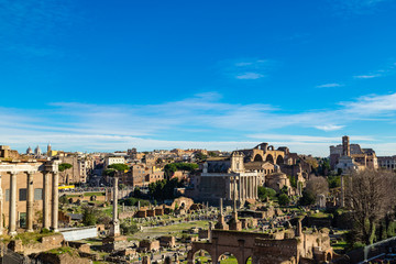 Forum of Caesar in Rome, Italy. Architecture and landmark of Rome. Antique Rome