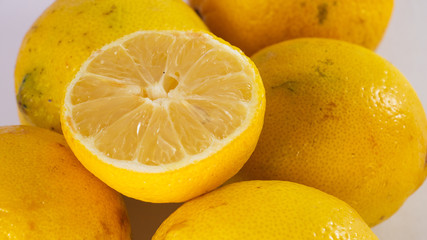 Top view of a group of lemons