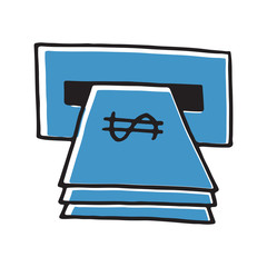 Doodle ATM cartoon vector and illustration
