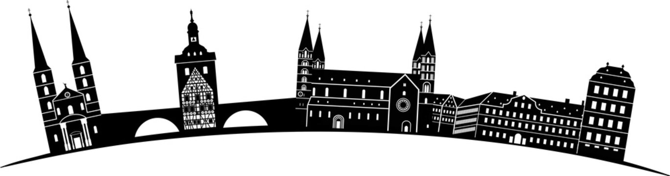 Bamberg skyline detailliert gebogen // Vektor