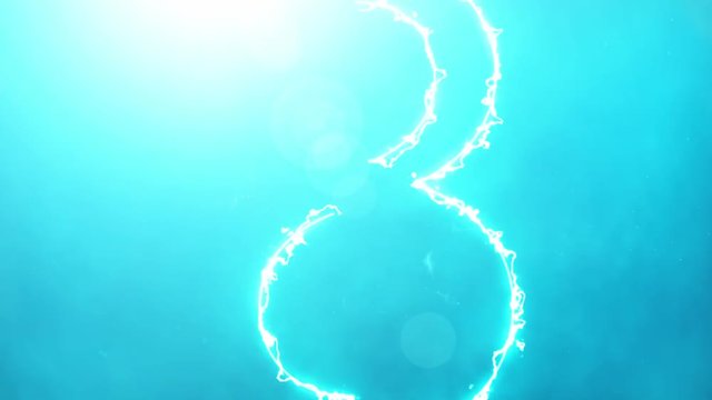 Electric and Futuristic 3D counter counting down from ten to zero. Big Numbers with fog and cloud animated for intros and flash explosive event openings. Seamless Loop