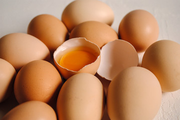 Chicken eggs on white background