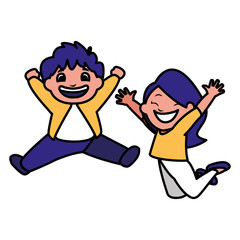 happy fat kids celebrating characters