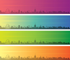 Saint Louis Multiple Color Gradient Skyline Banner - obrazy, fototapety, plakaty