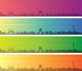 Tehran Multiple Color Gradient Skyline Banner