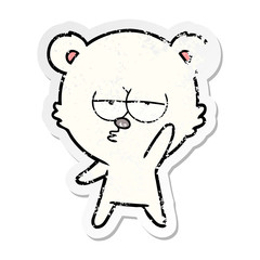 distressed sticker of a bored polar bear cartoon