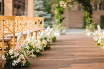 Coziness and style. Modern event design. Lounge zone and european traditional wedding ceremony...