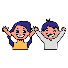 happy fat kids celebrating characters