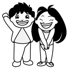 happy fat kids celebrating characters