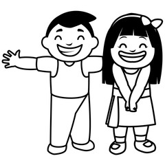 happy fat kids celebrating characters