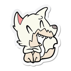sticker of a laughing fox cartoon