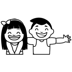 happy fat kids celebrating characters