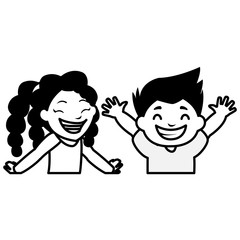 happy fat kids celebrating characters