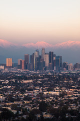 LA Skyline with Snow at Sunset 05