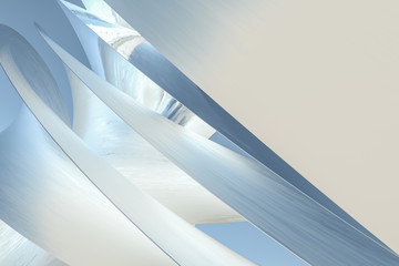 3d rendering, blue metalic surface and graphic design background