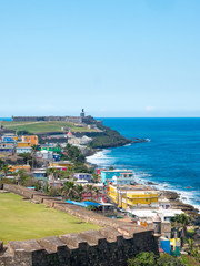 Panorama of La Perla slum in old San Juan, Puerto Rico