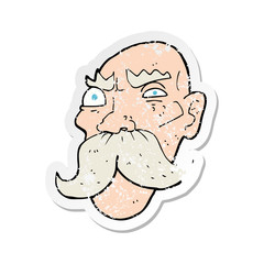 retro distressed sticker of a cartoon angry old man