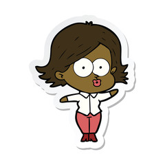 sticker of a cartoon girl pouting
